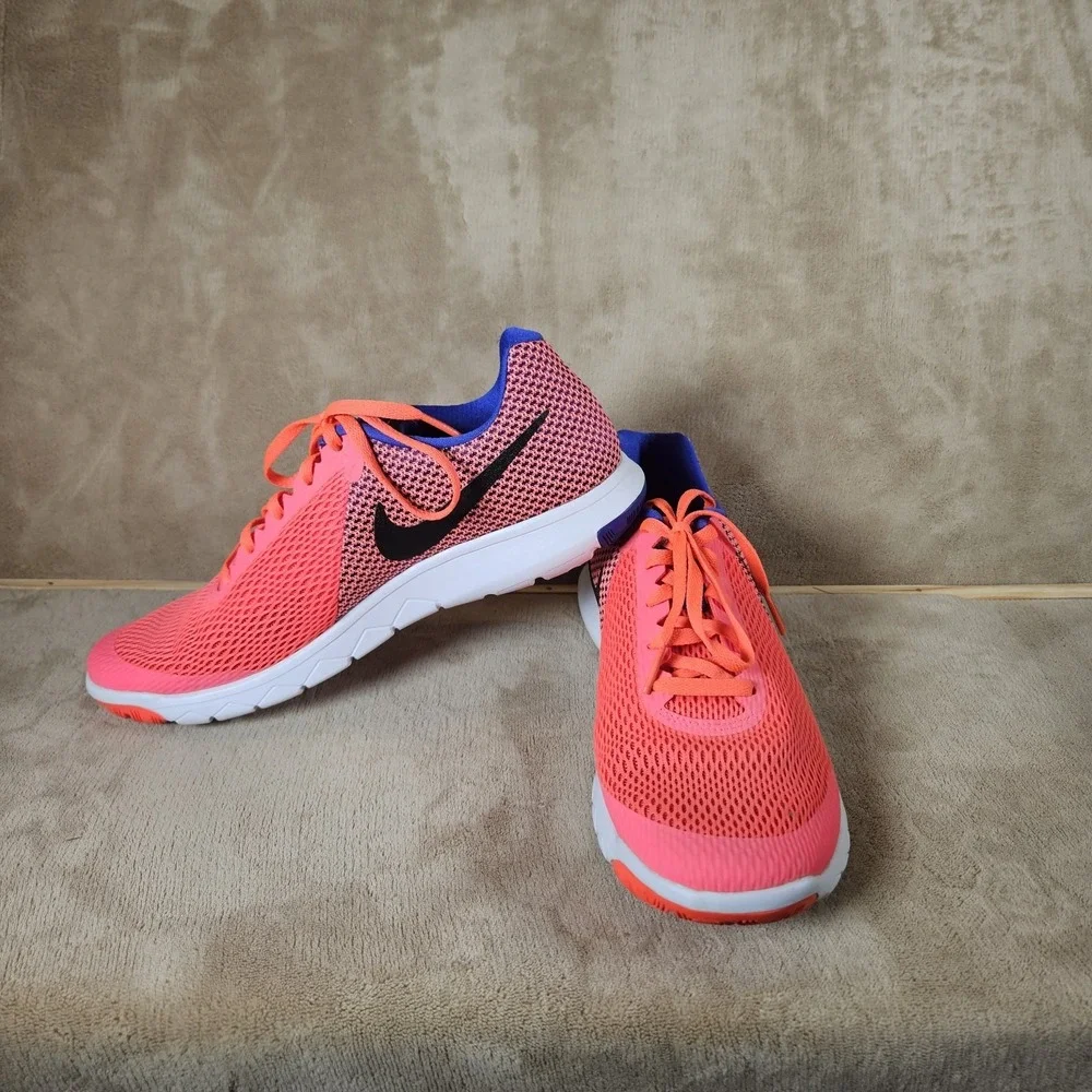 Nike Flex Experience RN 6 Womens 9 Running Shoes Sunset Glow and Blue Fox